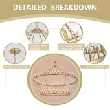 2-Tier Gold Wagon Wheel Chandelier 98 Inch 88-Lights - Farmhouse Rustic Round Extra Large Chandelier for High Ceilings