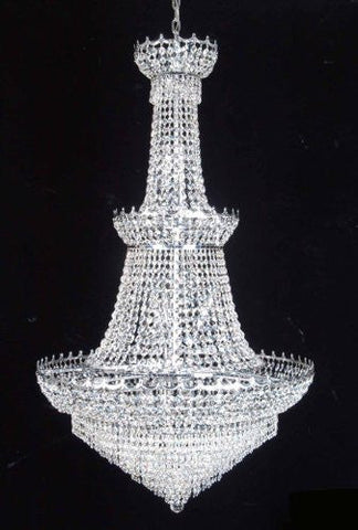 Swarovski Crystal Trimmed Chandelier French Empire Crystal Chandelier H60" X W34" - Perfect For An Entryway Or Foyer - F93-Silver/561/24Sw