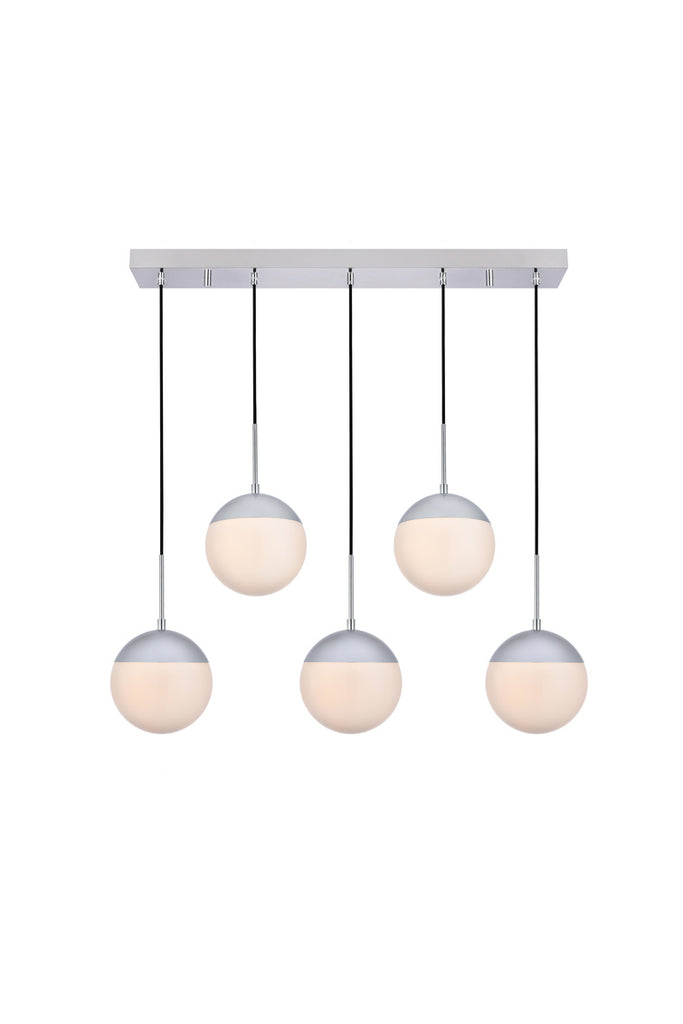 ZC121-LD6082C - Living District: Eclipse 5 Lights Chrome Pendant With Frosted White Glass