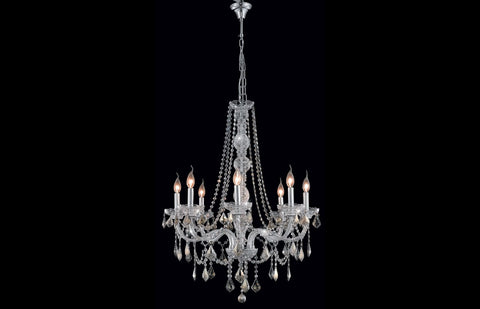 C121-7858D28C-GT/RC - Regency Lighting: Verona 8 light Chrome Chandelier Golden Teak (Smoky) Royal Cut Crystal
