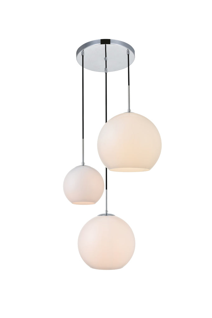 ZC121-LD2219C - Living District: Baxter 3 Lights Chrome Pendant With Frosted White Glass