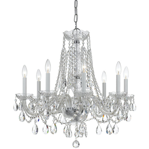 8 Light Polished Chrome Crystal Chandelier Draped In Clear Spectra Crystal - C193-1138-CH-CL-SAQ