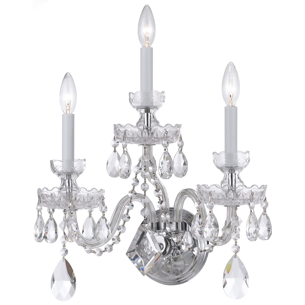 3 Light Polished Chrome Crystal Sconce Draped In Clear Spectra Crystal - C193-1143-CH-CL-SAQ