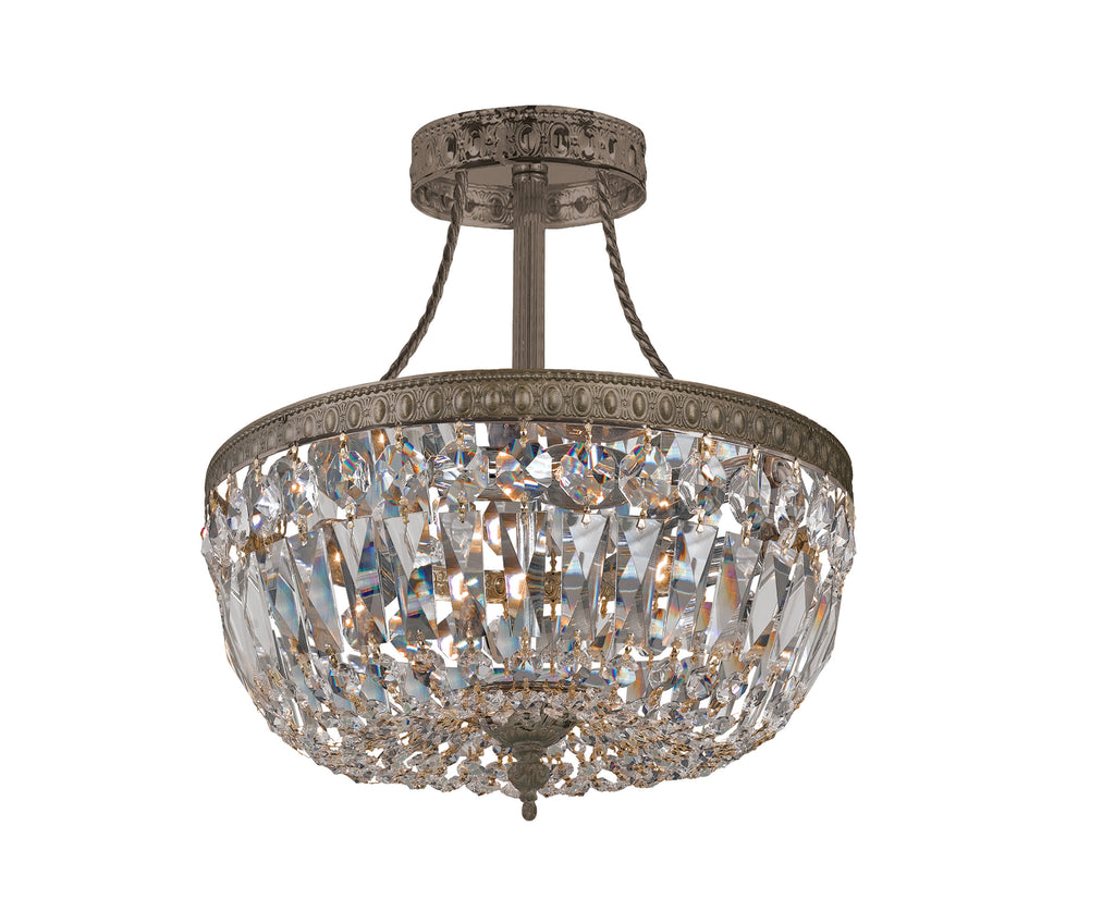 3 Light English Bronze Traditional Ceiling Mount Draped In Clear Spectra Crystal - C193-119-10-EB-CL-SAQ