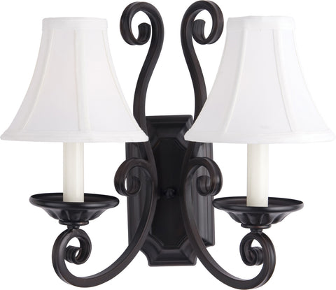 Manor 2-Light Wall Sconce with Shades Oil Rubbed Bronze - C157-12218OI/SHD123