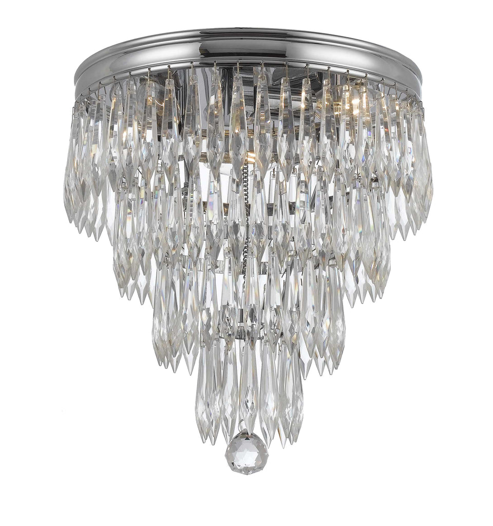 3 Light Polished Chrome Transitional  Modern Ceiling Mount Draped In Clear Hand Cut Crystal - C193-125-CH-CL-MWP