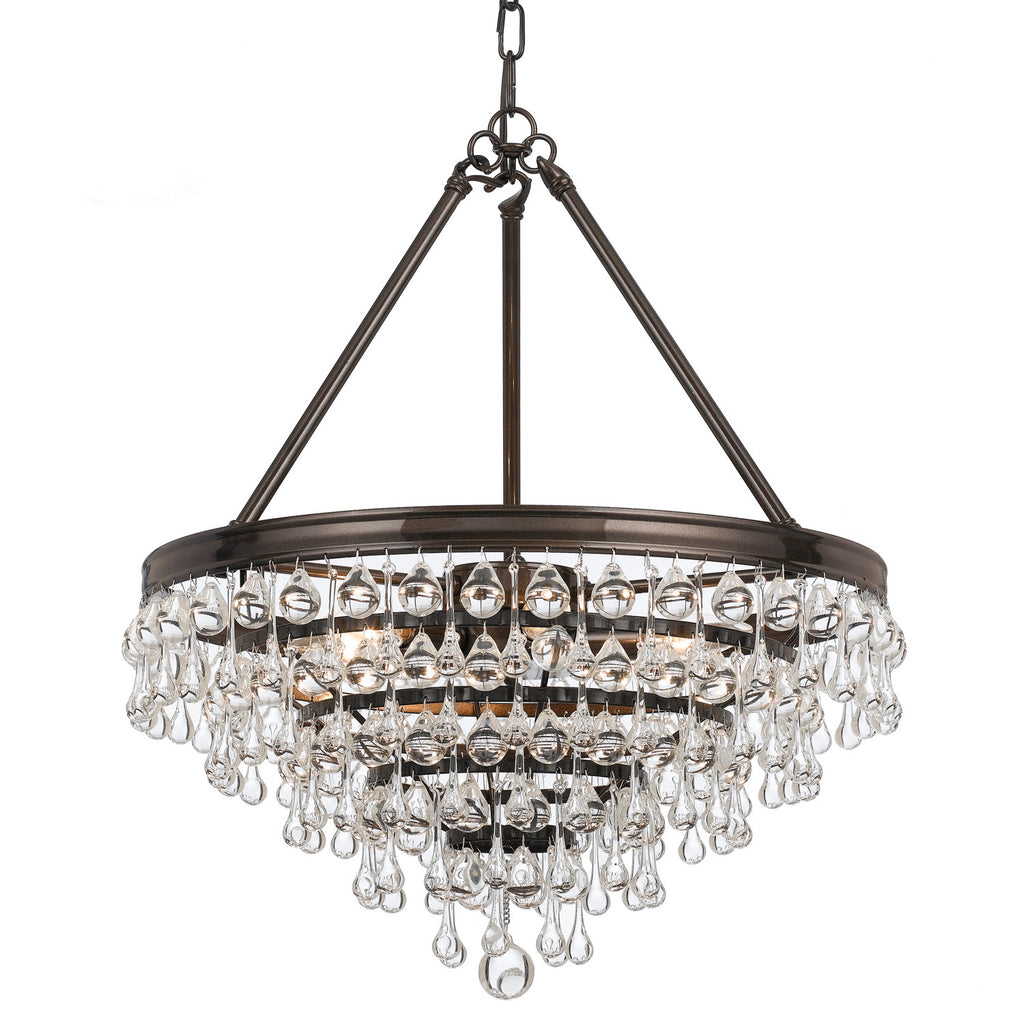 6 Light Vibrant Bronze Transitional Chandelier Draped In Clear Glass Drops - C193-136-VZ