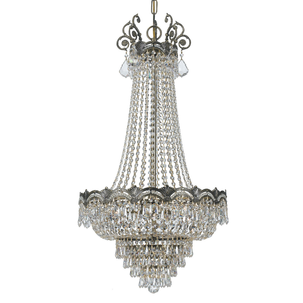 8 Light Historic Brass Crystal Chandelier Draped In Clear Spectra Crystal - C193-1487-HB-CL-SAQ