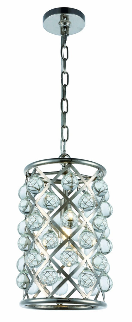 ZC121-1204D8PN/RC - Urban Classic: Madison 1 light Polished Nickel Pendant Clear Royal Cut Crystal