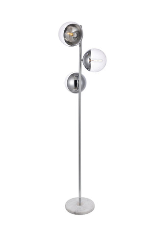 ZC121-LD6161C - Living District: Eclipse 3 Lights Chrome Floor Lamp With Clear Glass