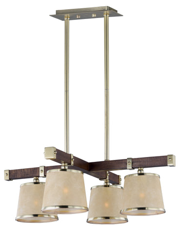 Maritime 4-light Pendant Antique Pecan and Satin Brass - C157-20525AFAPSBR