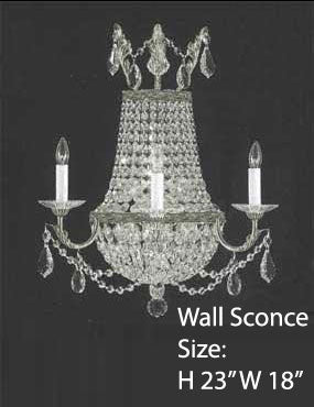 Empire Crystal Wall Sconce Lighting W18" H23" D10" - A81-CS/1/8/Wallsconce