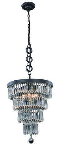 ZC121-1220D15MB/RC - Urban Classic: Bastille 4 light Matte Black Pendant Clear Royal Cut Crystal