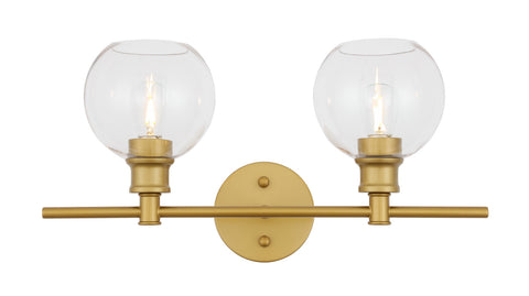 ZC121-LD2314BR - Living District: Collier 2 light Brass and Clear glass Wall sconce