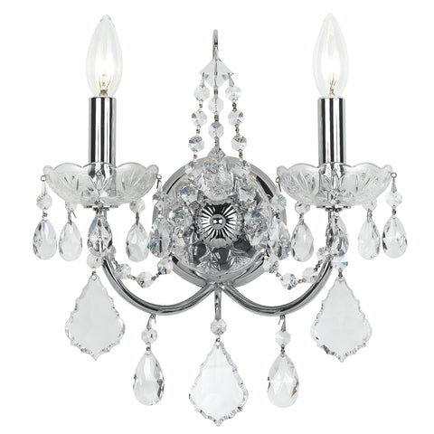 2 Light Polished Chrome Crystal Sconce Draped In Clear Hand Cut Crystal - C193-3222-CH-CL-MWP