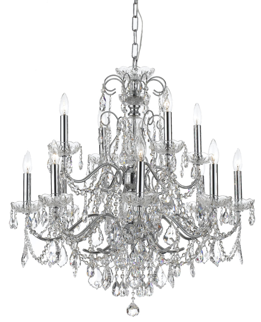 12 Light Polished Chrome Crystal Chandelier Draped In Clear Italian Crystal - C193-3228-CH-CL-I
