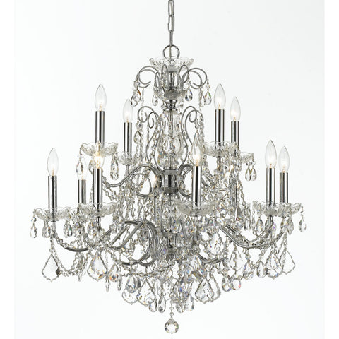 12 Light Polished Chrome Crystal Chandelier Draped In Clear Hand Cut Crystal - C193-3228-CH-CL-MWP