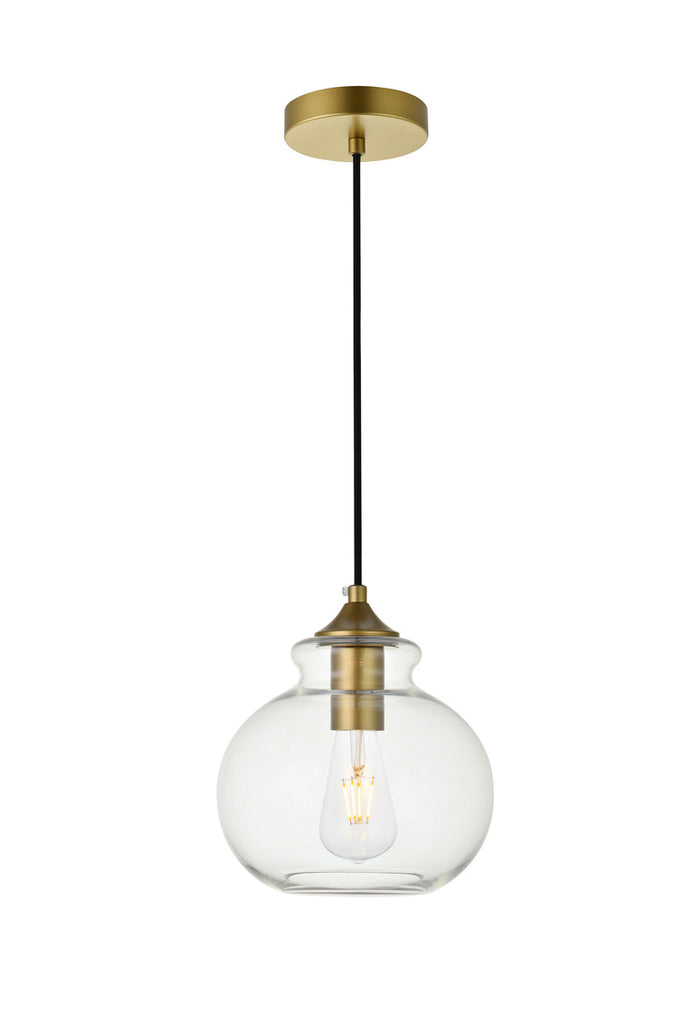 ZC121-LD2245BR - Living District: Destry 1 Light Brass Pendant With Clear Glass