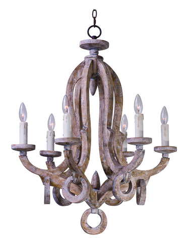 Olde World 6-Light Chandelier Senora Wood - C157-39613SW