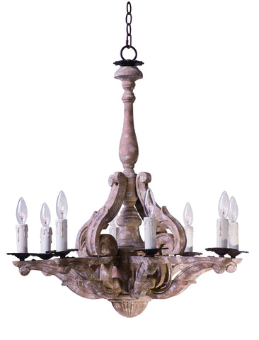 Olde World 8-Light Chandelier Senora Wood - C157-39617SW