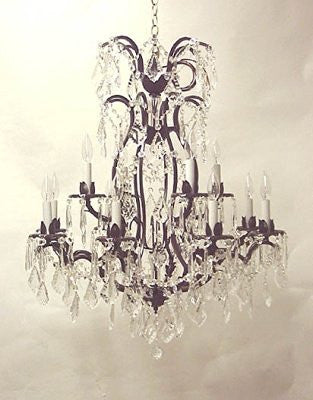 Wrought Iron Crystal Chandelier Lighting H36" X W28" - A83-52/3034/8+4