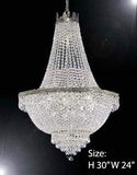 Set of 3-1 French Empire Crystal Chandelier Lighting H50 X W24 & 1 French Empire Crystal Chandelier Lighting H30 X W24 and French Empire Crystal Semi Flush Basket Chandelier Chandeliers Lighting H18 - C7/CS/870/9+CS/870/9+ FLUSH/CS/870/9