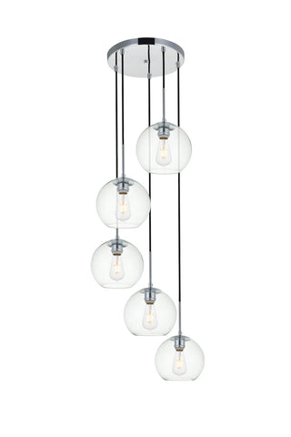 ZC121-LD2226C - Living District: Baxter 5 Lights Chrome Pendant With Clear Glass