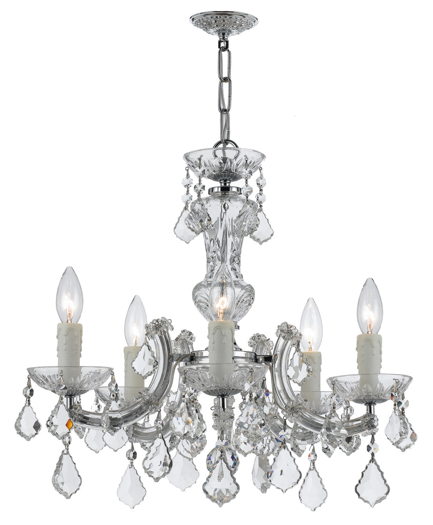 5 Light Polished Chrome Crystal Mini Chandelier Draped In Clear Spectra Crystal - C193-4376-CH-CL-SAQ