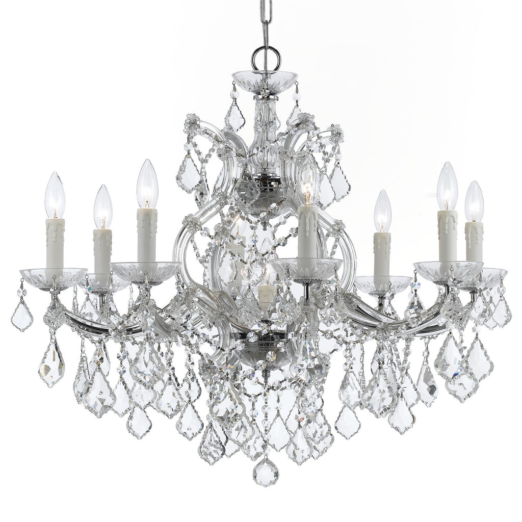 9 Light Polished Chrome Crystal Chandelier Draped In Clear Spectra Crystal - C193-4408-CH-CL-SAQ