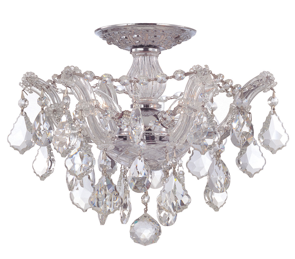 3 Light Polished Chrome Crystal Ceiling Mount Draped In Clear Swarovski Strass Crystal - C193-4430-CH-CL-S