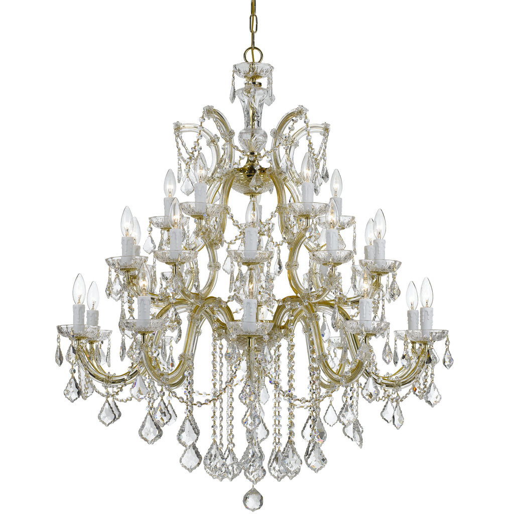 26 Light Gold Crystal Chandelier Draped In Clear Spectra Crystal - C193-4470-GD-CL-SAQ
