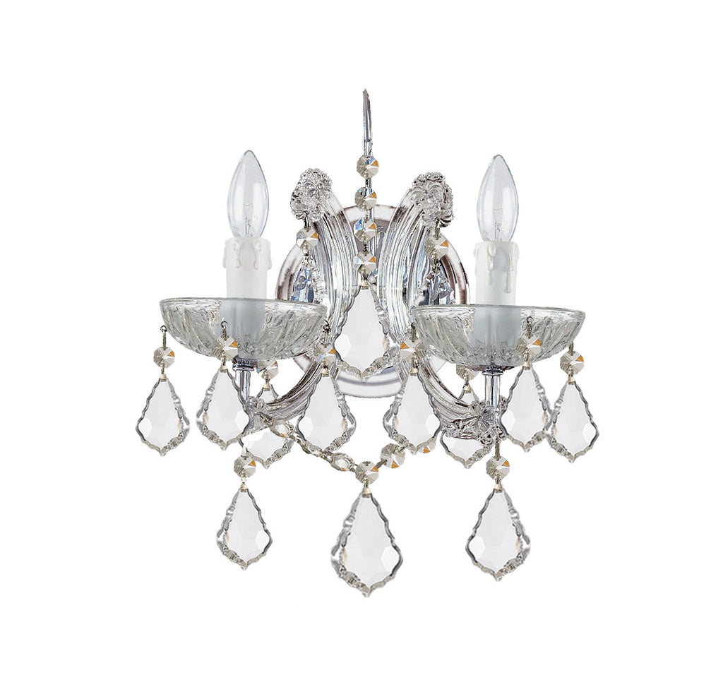 2 Light Polished Chrome Crystal Sconce Draped In Clear Spectra Crystal - C193-4472-CH-CL-SAQ