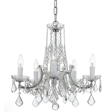 5 Light Chrome Traditional  Modern Chandelier Draped In Clear Hand Cut Crystal - C193-4576-CH-CL-MWP