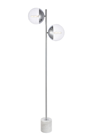 ZC121-LD6113C - Living District: Eclipse 2 Lights Chrome Floor Lamp With Clear Glass