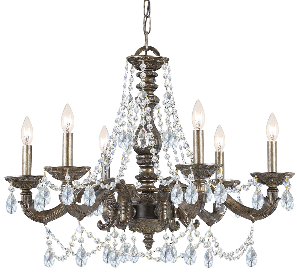 6 Light Venetian Bronze Youth Chandelier Draped In Clear Swarovski Strass Crystal - C193-5026-VB-CL-S