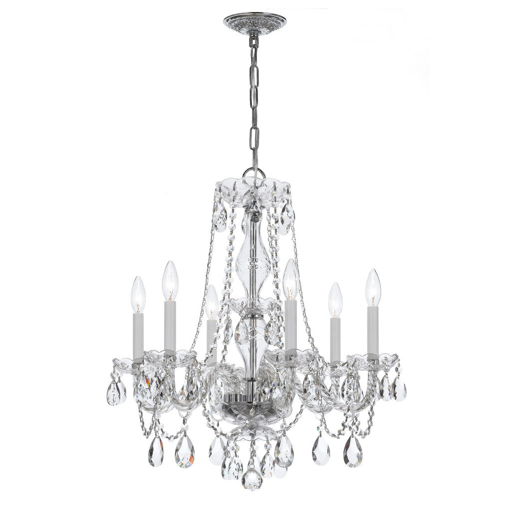 6 Light Polished Chrome Crystal Chandelier Draped In Clear Swarovski Strass Crystal - C193-5086-CH-CL-S