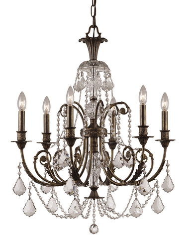 6 Light English Bronze Crystal Chandelier Draped In Clear Hand Cut Crystal - C193-5116-EB-CL-MWP
