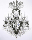 Swarovski Crystal Trimmed Chandelier Wrought Iron Crystal Chandelier H30" X W28" - A500-556/12 Sw