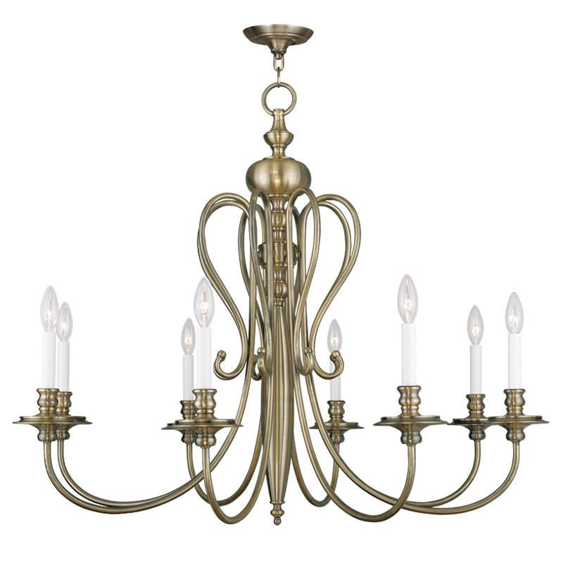 Livex Caldwell 8 Light Antique Brass Chandelier - C185-5168-01