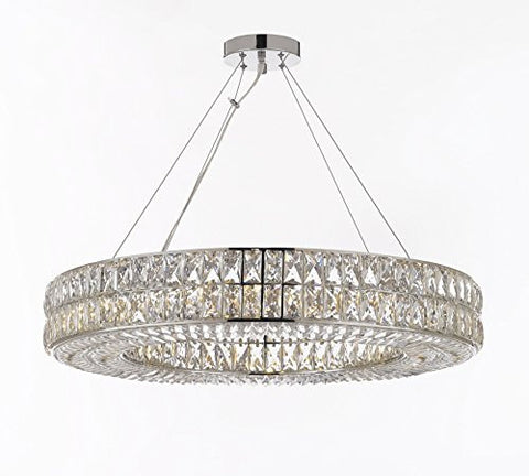 Crystal Nimbus Ring Chandelier Modern / Contemporary Lighting Pendant 32" Wide - Good For Dining Room Foyer Entryway Family Room - Gb104-3063/12