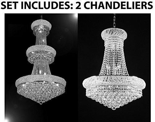 Set Of 2 - 1 For Entryway/Foyer And 1 For Dining Room French Empire Empress Crystal (Tm) Chandeliers Chandelier Lighting - 1Ea Cs/541/24 + 1Ea Cs/542/15 A500-