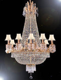Swarovski Crystal Trimmed Chandelier Empire Chandelier Lighting H 40" W 30" With White Shades - A93-Sc/Whiteshade/1280/10+5Sw