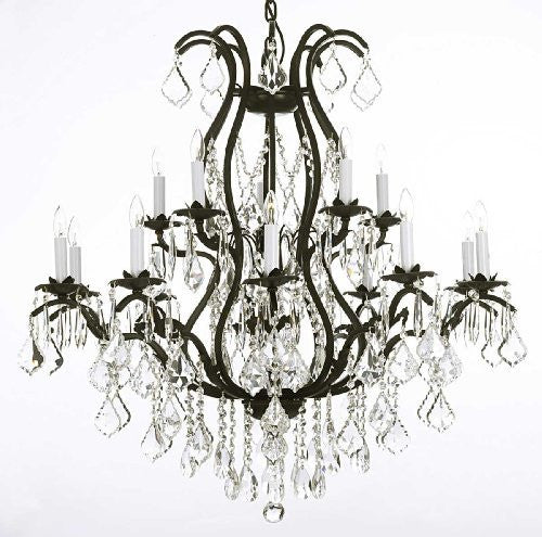 Wrought Iron Chandelier Crystal Chandeliers Lighting H36" X W36" - A83-3034/10+5