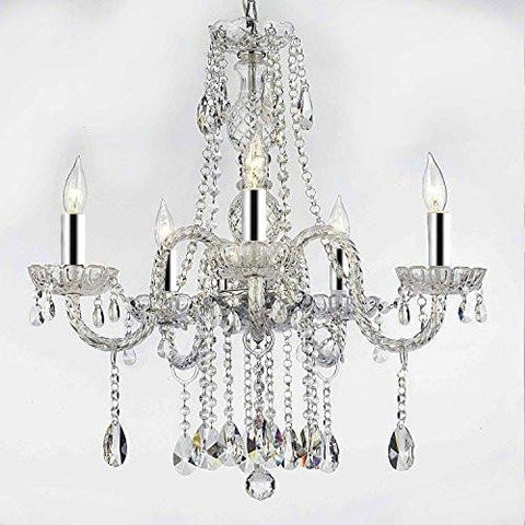AUTHENTIC ALL CRYSTAL CHANDELIERS LIGHTING CHANDELIERS W/CHROME SLEEVES! H27" X W24" - A46-B43/B14/384/5
