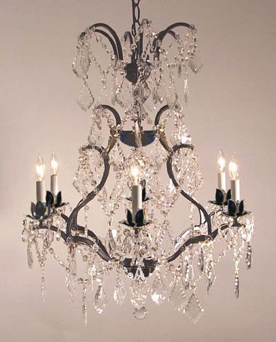 Wrought Iron Crystal Chandelier Lighting H29" X W23" - A83-52/3030/6