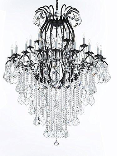 Swarovski Crystal Trimmed Wrought Iron Crystal Chandeliers Lighting Empress Crystal (TM) H60" W46" Perfect for an Entryway or Foyer! - A500-B12/3034/18+6SW