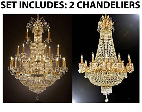 Set Of 2 - 1 For Entryway/Foyer And 1 For Dining Room French Empire Empress Crystal (Tm) Chandeliers Chandelier Lighting - 1Ea 1287/12+6+3 + 1Ea 1280/8+4