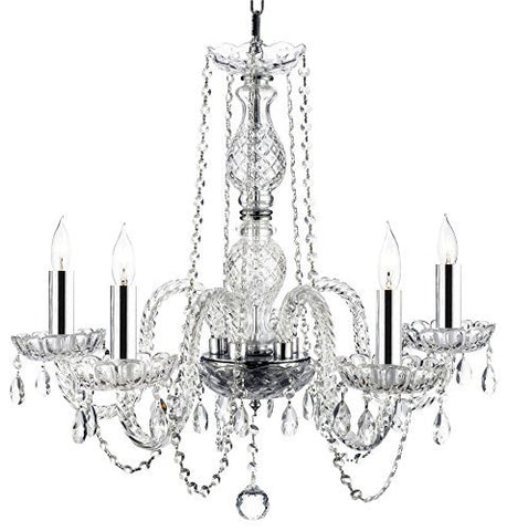 Empress Crystal (tm) Chandelier Chandeliers Lighting with Chrome Sleeves! H25 x W24 - GO-A46-B43/384/5