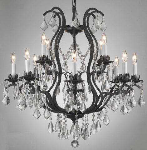 Wrought Iron Crystal Chandelier H30" X W28" - Go-A83-3034/8+4