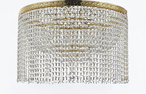 French Empire Crystal Semi Flush Chandelier Chandeliers Lighting With Crystal Bead Shade / Curtain H19" X W24" - F93-Flush/B68/Cg/870/9